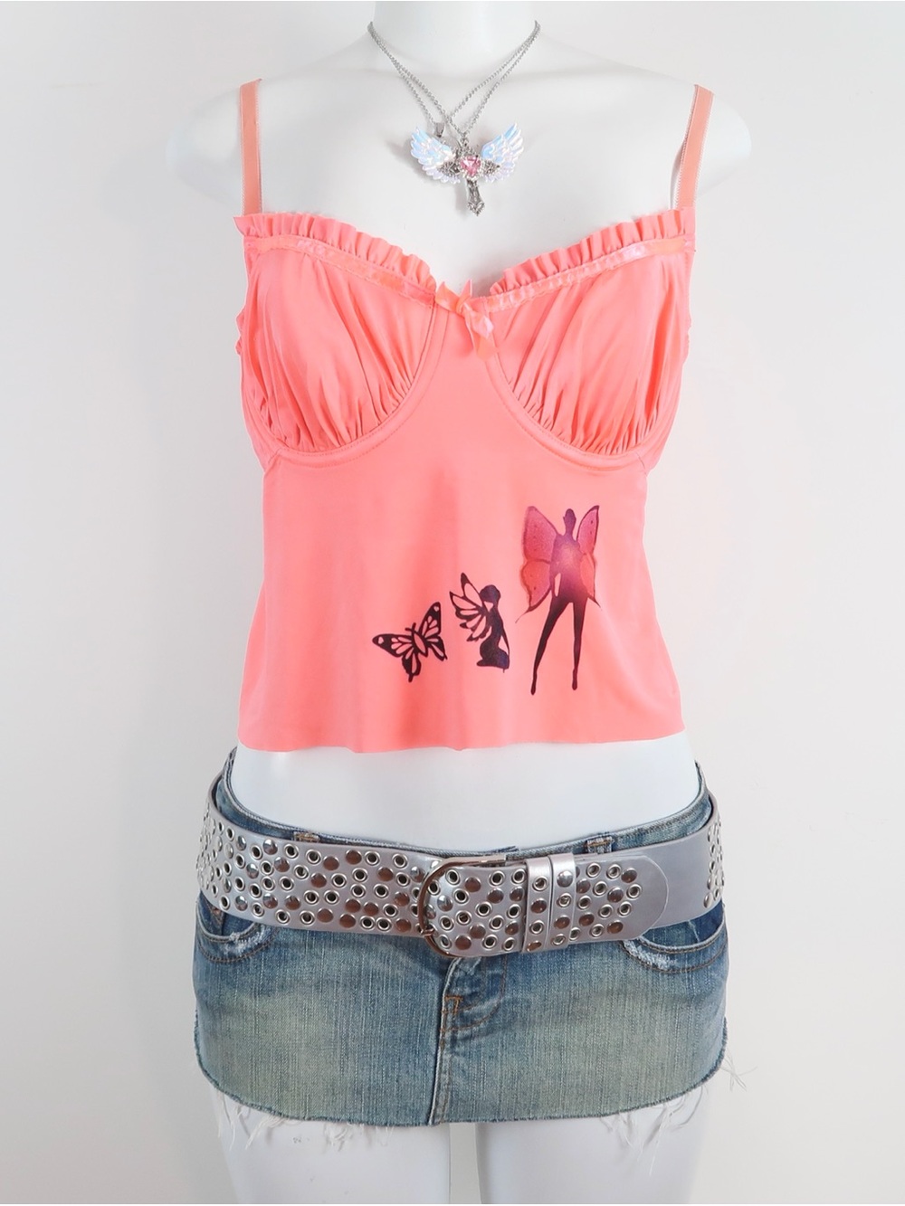 smart & sexy Coral Ruffle Fairy-Print Camisole